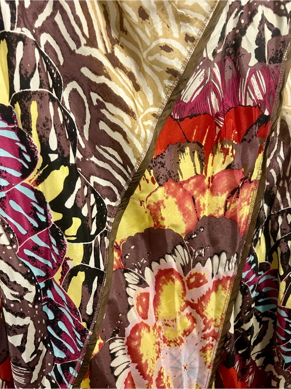 Tiny by Anthropologie Silk Fluttering Patchwork Boho Maxi Skirt. Size Medium